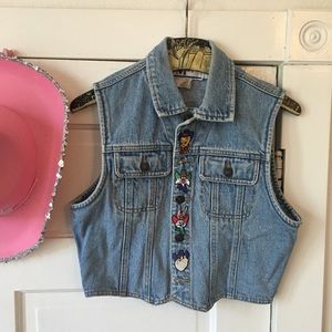 SOLD Vintage denim vest Looney Toons